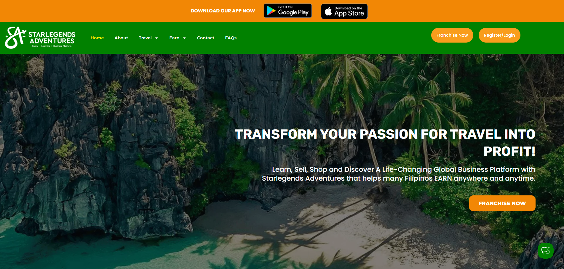 Public Starlegends Adventures platform homepage