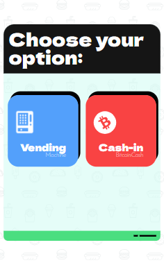 BCH vending machine prototype selection interface