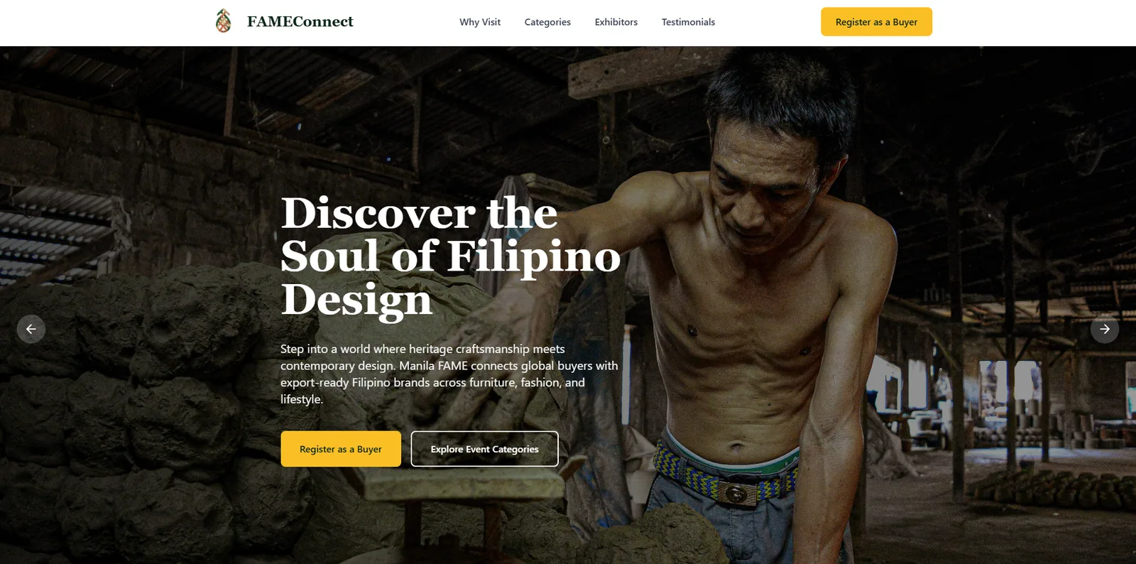 FAMEConnect buyer discovery and registration landing page